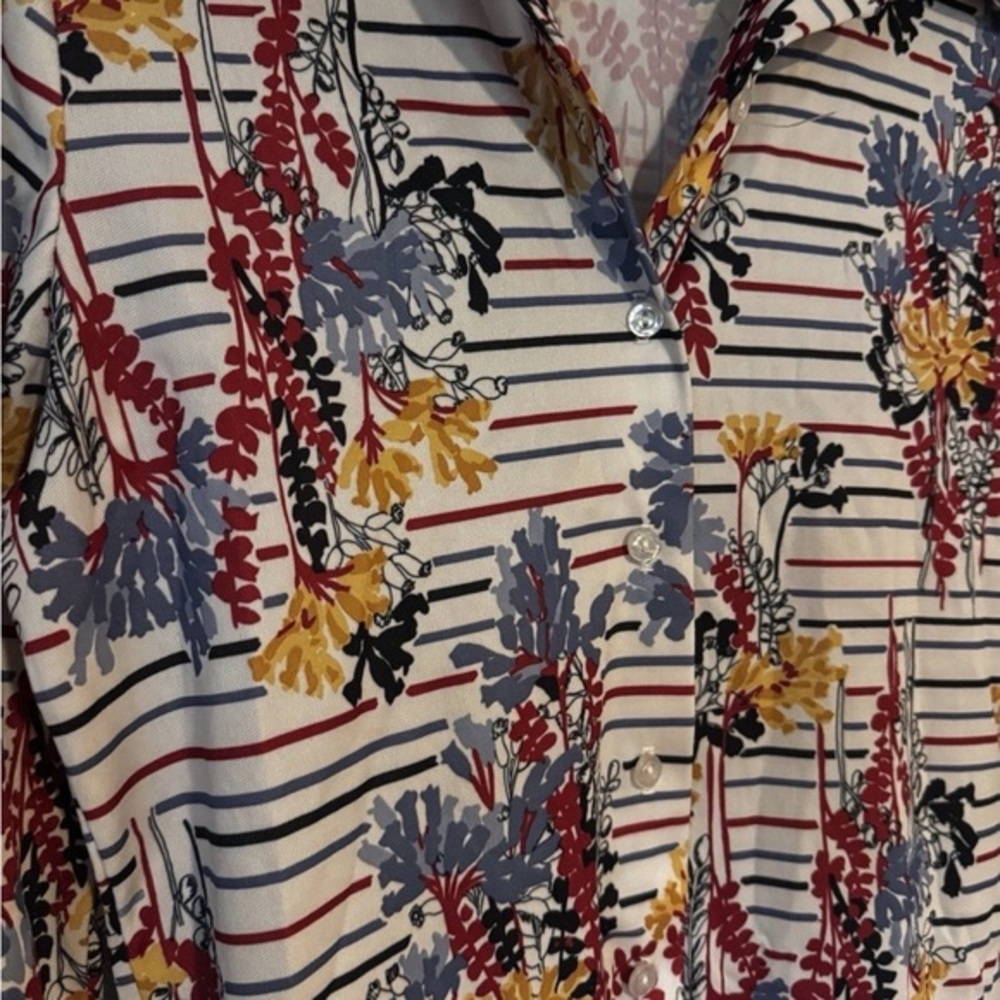 Cool Vintage 70s Poly Knit Button Down Shirt S/M